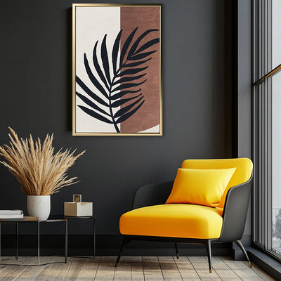 Canvas Wall Art Stretched Over Wooden Frame with Floating Frame and Tropical Plant Painting CV4258 - Al Rugaib Furniture