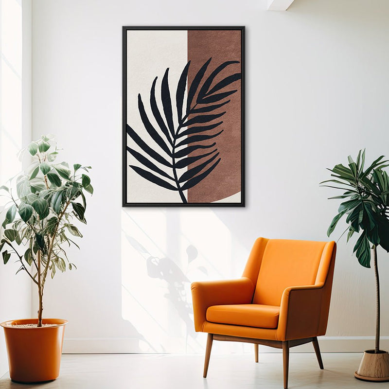 Canvas Wall Art Stretched Over Wooden Frame with Floating Frame and Tropical Plant Painting CV4258 - Al Rugaib Furniture