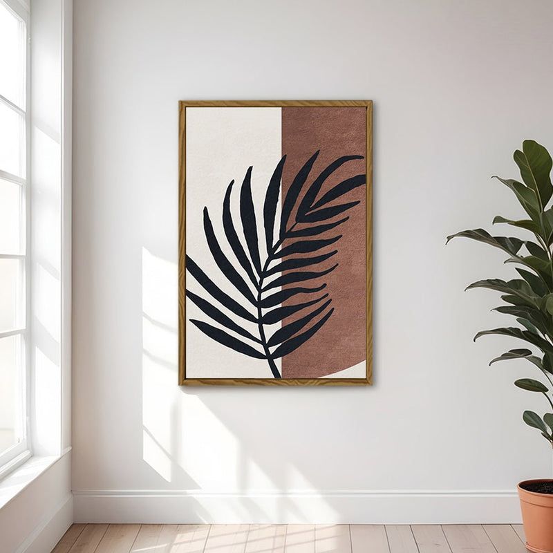 Canvas Wall Art Stretched Over Wooden Frame with Floating Frame and Tropical Plant Painting CV4258 - Al Rugaib Furniture