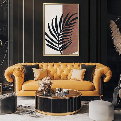 Canvas Wall Art Stretched Over Wooden Frame with Floating Frame and Tropical Plant Painting CV4258 - Al Rugaib Furniture