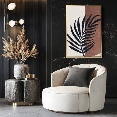 Canvas Wall Art Stretched Over Wooden Frame with Floating Frame and Tropical Plant Painting CV4258 - Al Rugaib Furniture