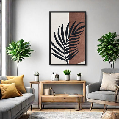 Canvas Wall Art Stretched Over Wooden Frame with Floating Frame and Tropical Plant Painting CV4258 - Al Rugaib Furniture