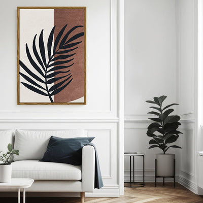 Canvas Wall Art Stretched Over Wooden Frame with Floating Frame and Tropical Plant Painting CV4258 - Al Rugaib Furniture