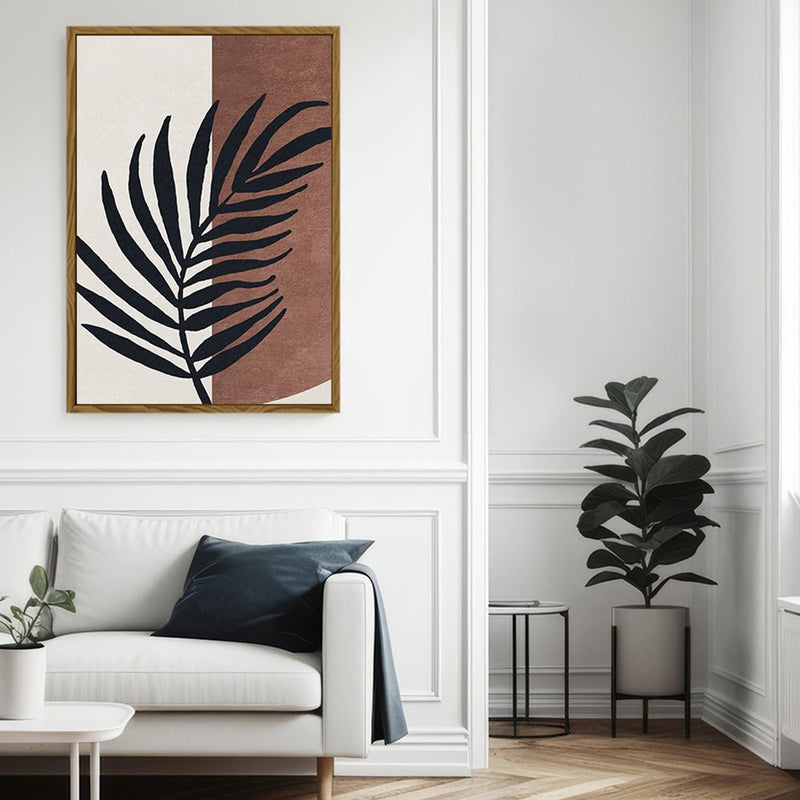 Canvas Wall Art Stretched Over Wooden Frame with Floating Frame and Tropical Plant Painting CV4258 - Al Rugaib Furniture