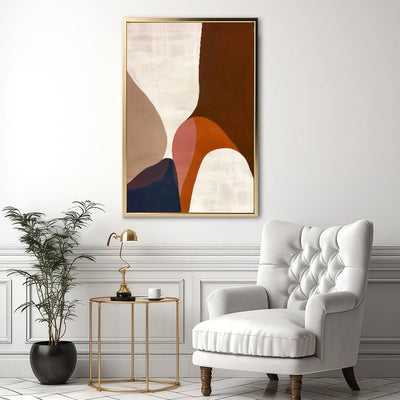 Canvas Wall Art Stretched Over Wooden Frame with Floating Frame and Warm Colours Abstract Painting CV4260 - Al Rugaib Furniture
