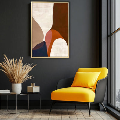 Canvas Wall Art Stretched Over Wooden Frame with Floating Frame and Warm Colours Abstract Painting CV4260 - Al Rugaib Furniture
