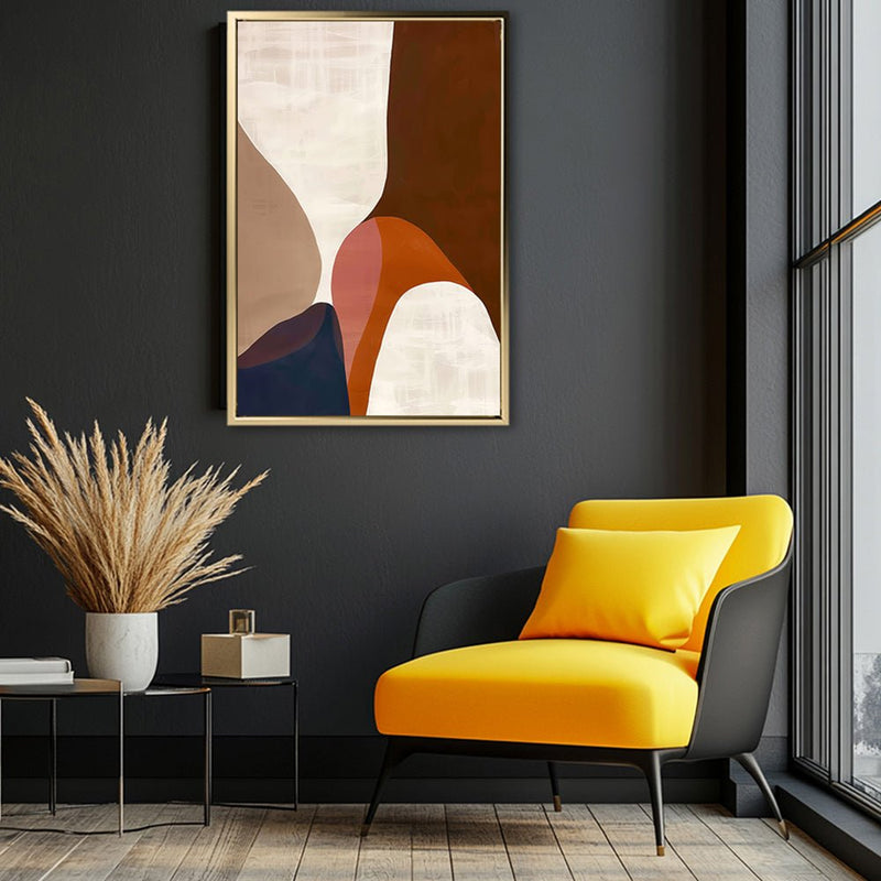 Canvas Wall Art Stretched Over Wooden Frame with Floating Frame and Warm Colours Abstract Painting CV4260 - Al Rugaib Furniture