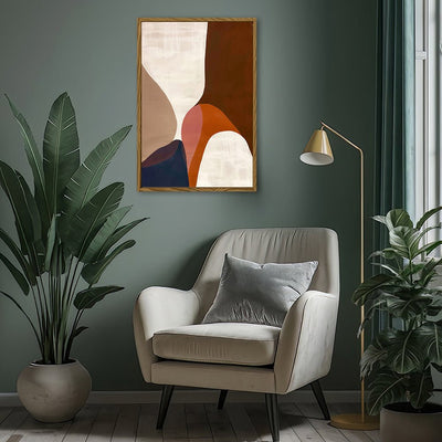 Canvas Wall Art Stretched Over Wooden Frame with Floating Frame and Warm Colours Abstract Painting CV4260 - Al Rugaib Furniture
