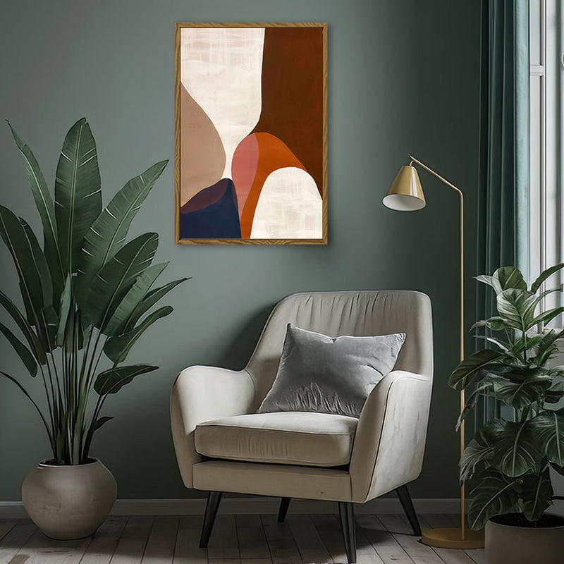 Canvas Wall Art Stretched Over Wooden Frame with Floating Frame and Warm Colours Abstract Painting CV4260 - Al Rugaib Furniture