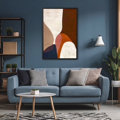 Canvas Wall Art Stretched Over Wooden Frame with Floating Frame and Warm Colours Abstract Painting CV4260 - Al Rugaib Furniture
