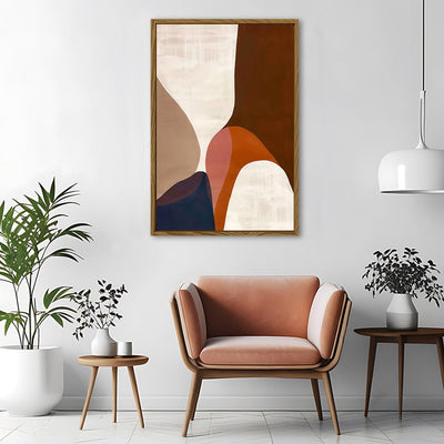 Canvas Wall Art Stretched Over Wooden Frame with Floating Frame and Warm Colours Abstract Painting CV4260 - Al Rugaib Furniture