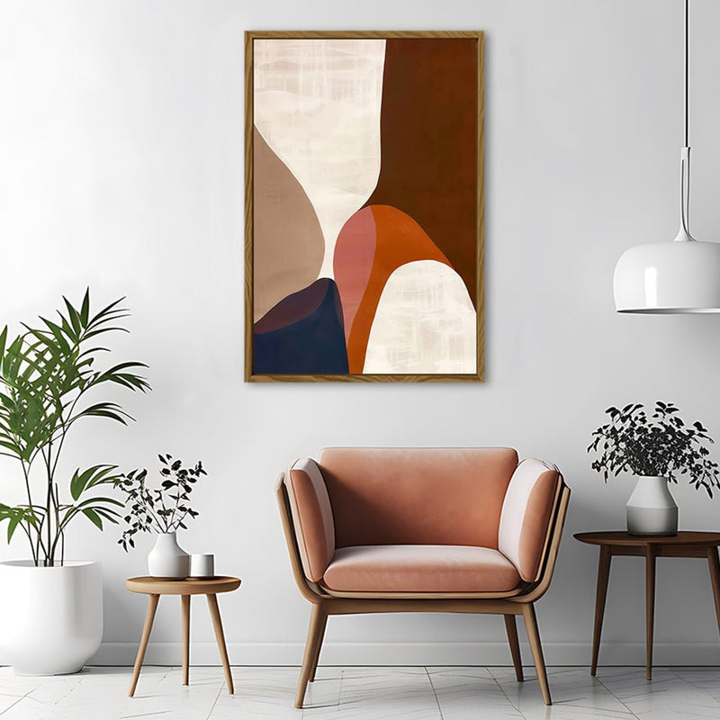 Canvas Wall Art Stretched Over Wooden Frame with Floating Frame and Warm Colours Abstract Painting CV4260 - Al Rugaib Furniture
