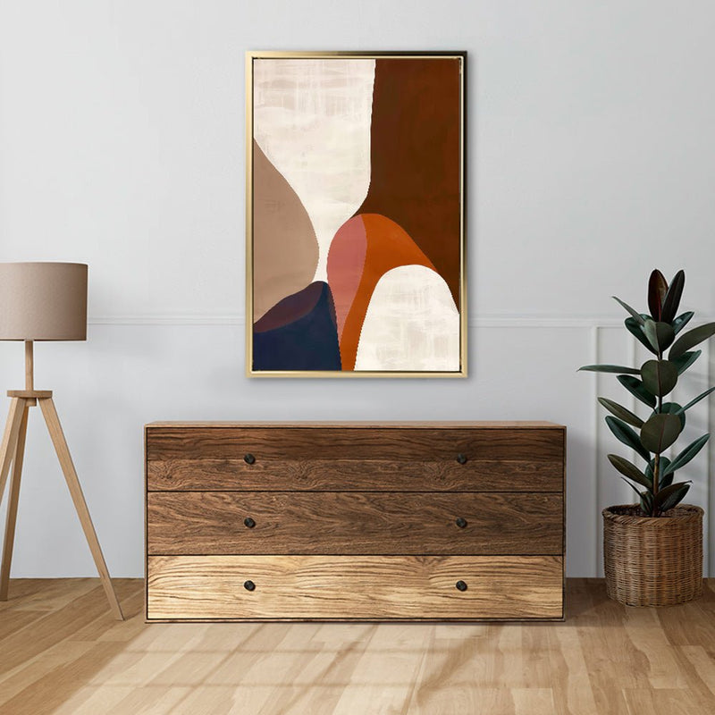 Canvas Wall Art Stretched Over Wooden Frame with Floating Frame and Warm Colours Abstract Painting CV4260 - Al Rugaib Furniture
