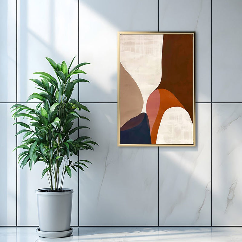 Canvas Wall Art Stretched Over Wooden Frame with Floating Frame and Warm Colours Abstract Painting CV4260 - Al Rugaib Furniture