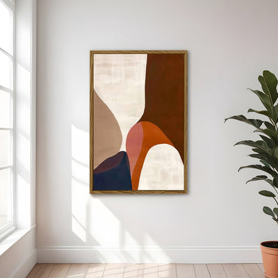 Canvas Wall Art Stretched Over Wooden Frame with Floating Frame and Warm Colours Abstract Painting CV4260 - Al Rugaib Furniture