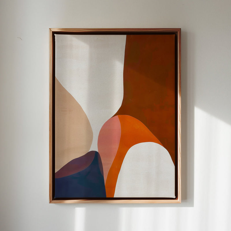 Canvas Wall Art Stretched Over Wooden Frame with Floating Frame and Warm Colours Abstract Painting CV4260 - Al Rugaib Furniture