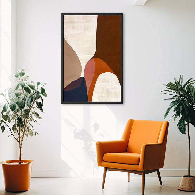 Canvas Wall Art Stretched Over Wooden Frame with Floating Frame and Warm Colours Abstract Painting CV4260 - Al Rugaib Furniture