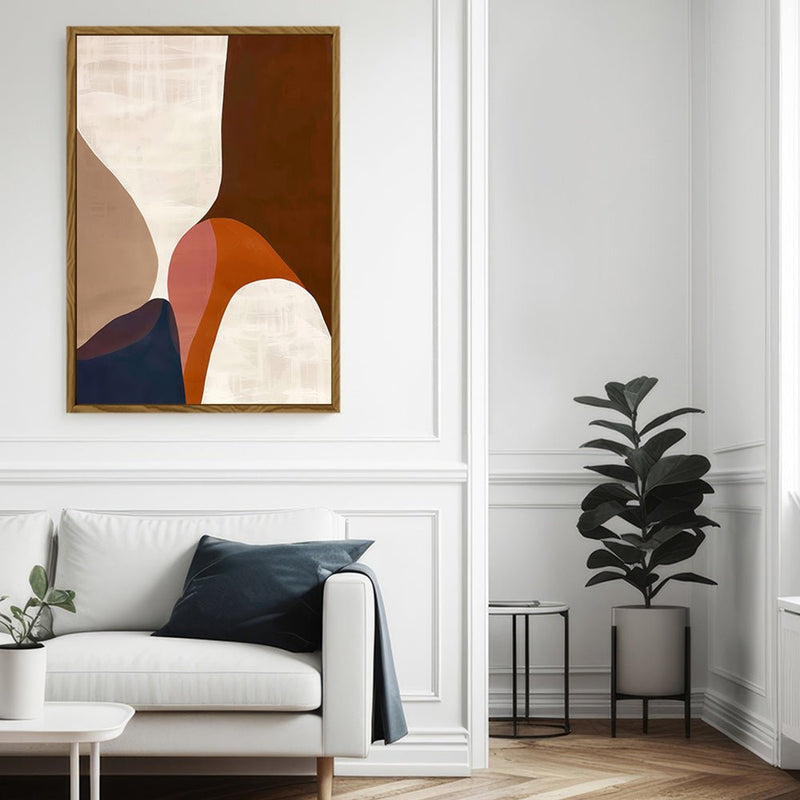 Canvas Wall Art Stretched Over Wooden Frame with Floating Frame and Warm Colours Abstract Painting CV4260 - Al Rugaib Furniture