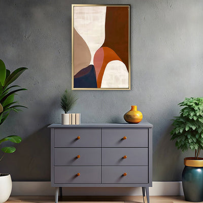 Canvas Wall Art Stretched Over Wooden Frame with Floating Frame and Warm Colours Abstract Painting CV4260 - Al Rugaib Furniture