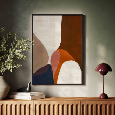 Canvas Wall Art Stretched Over Wooden Frame with Floating Frame and Warm Colours Abstract Painting CV4260 - Al Rugaib Furniture