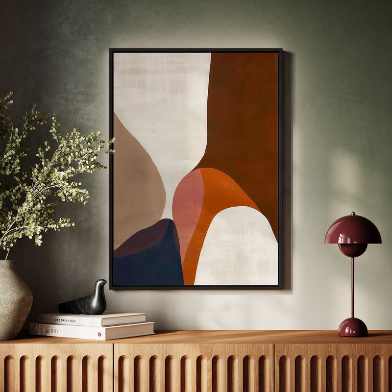 Canvas Wall Art Stretched Over Wooden Frame with Floating Frame and Warm Colours Abstract Painting CV4260 - Al Rugaib Furniture