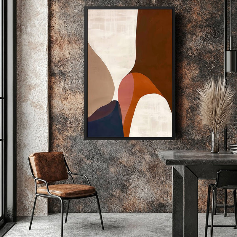 Canvas Wall Art Stretched Over Wooden Frame with Floating Frame and Warm Colours Abstract Painting CV4260 - Al Rugaib Furniture