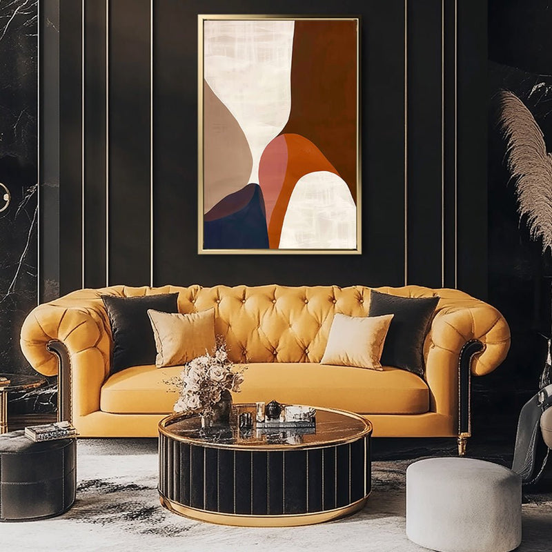 Canvas Wall Art Stretched Over Wooden Frame with Floating Frame and Warm Colours Abstract Painting CV4260 - Al Rugaib Furniture
