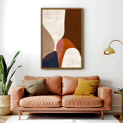 Canvas Wall Art Stretched Over Wooden Frame with Floating Frame and Warm Colours Abstract Painting CV4260 - Al Rugaib Furniture