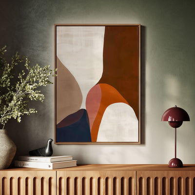 Canvas Wall Art Stretched Over Wooden Frame with Floating Frame and Warm Colours Abstract Painting CV4260 - Al Rugaib Furniture