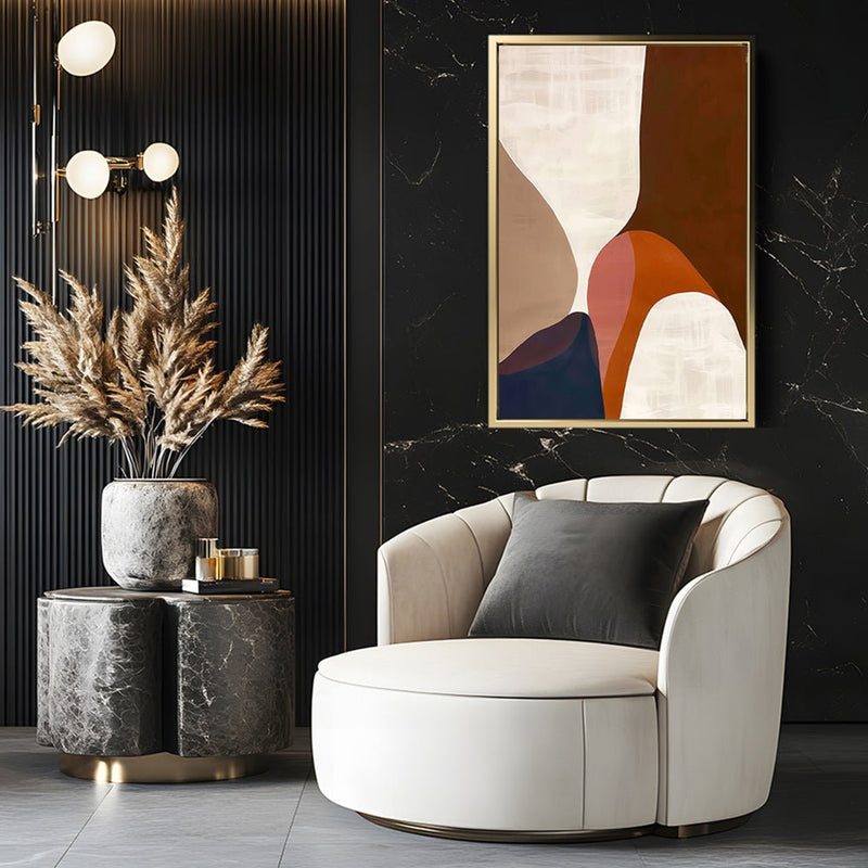 Canvas Wall Art Stretched Over Wooden Frame with Floating Frame and Warm Colours Abstract Painting CV4260 - Al Rugaib Furniture