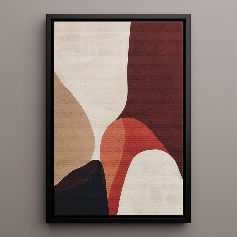 Canvas Wall Art Stretched Over Wooden Frame with Floating Frame and Warm Colours Abstract Painting CV4260 - Al Rugaib Furniture