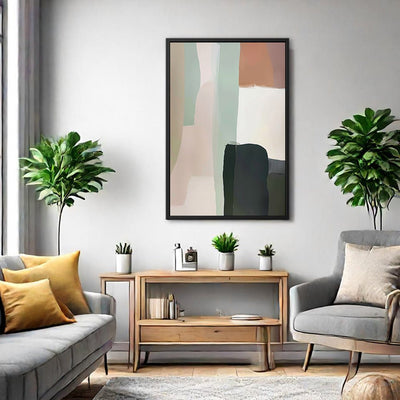 Canvas Wall Art Stretched Over Wooden Frame with Floating Frame and Warm Colours Abstract Painting CV4261 - Al Rugaib Furniture