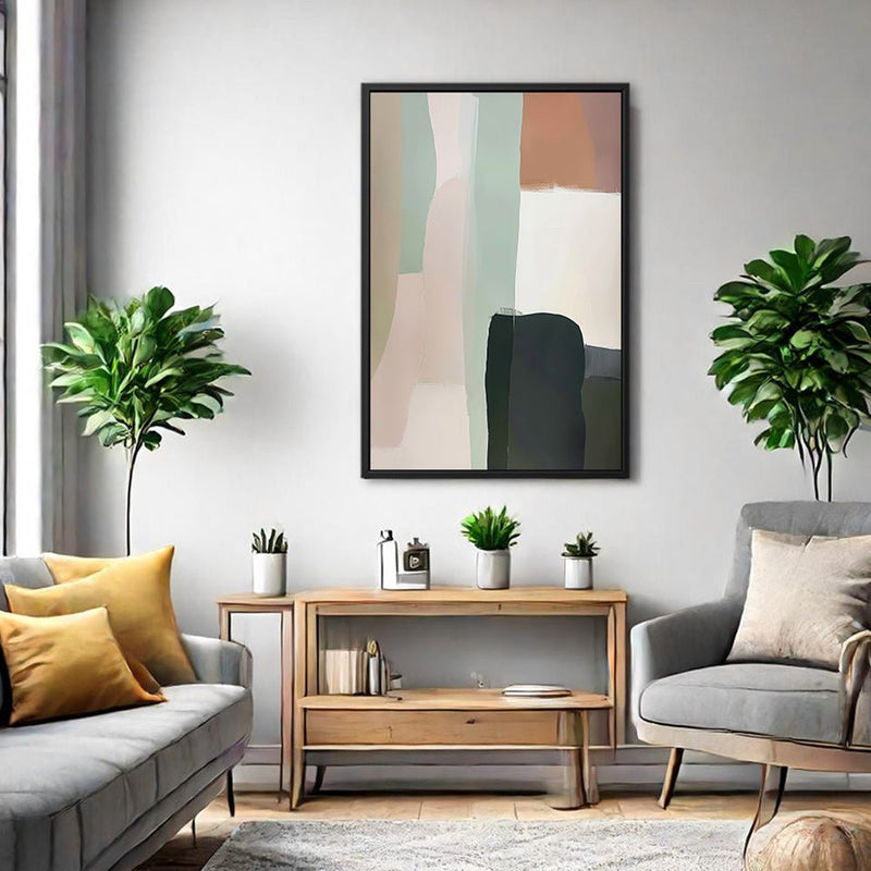 Canvas Wall Art Stretched Over Wooden Frame with Floating Frame and Warm Colours Abstract Painting CV4261 - Al Rugaib Furniture