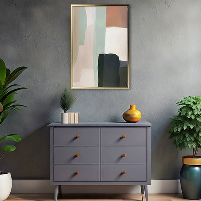 Canvas Wall Art Stretched Over Wooden Frame with Floating Frame and Warm Colours Abstract Painting CV4261 - Al Rugaib Furniture