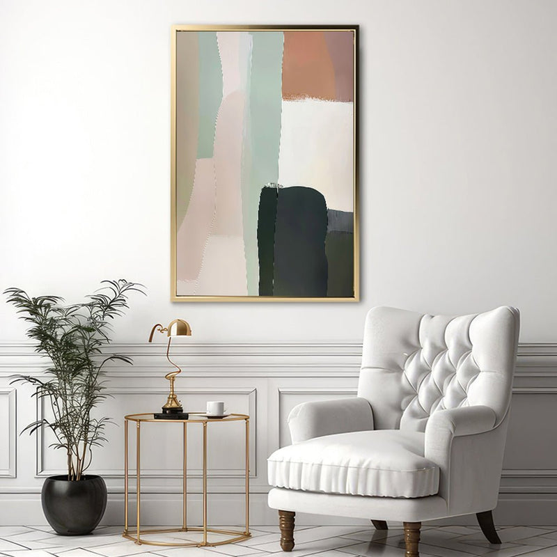 Canvas Wall Art Stretched Over Wooden Frame with Floating Frame and Warm Colours Abstract Painting CV4261 - Al Rugaib Furniture