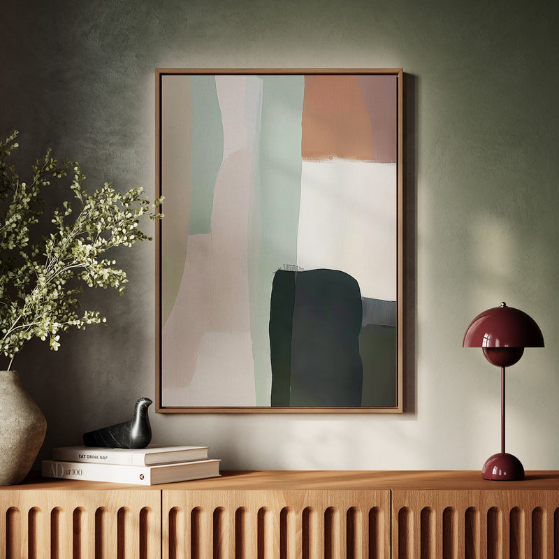 Canvas Wall Art Stretched Over Wooden Frame with Floating Frame and Warm Colours Abstract Painting CV4261 - Al Rugaib Furniture