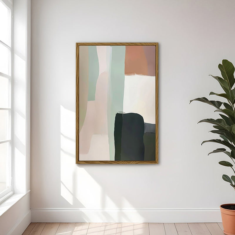 Canvas Wall Art Stretched Over Wooden Frame with Floating Frame and Warm Colours Abstract Painting CV4261 - Al Rugaib Furniture