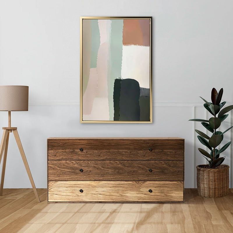 Canvas Wall Art Stretched Over Wooden Frame with Floating Frame and Warm Colours Abstract Painting CV4261 - Al Rugaib Furniture