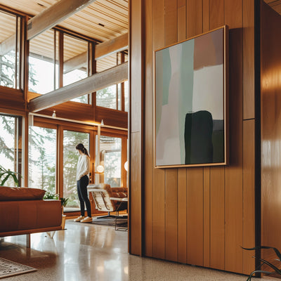 Canvas Wall Art Stretched Over Wooden Frame with Floating Frame and Warm Colours Abstract Painting CV4261 - Al Rugaib Furniture