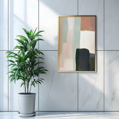 Canvas Wall Art Stretched Over Wooden Frame with Floating Frame and Warm Colours Abstract Painting CV4261 - Al Rugaib Furniture