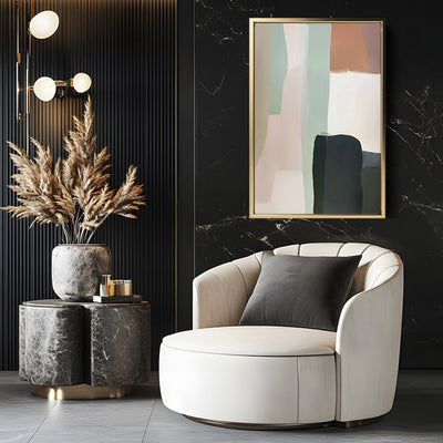 Canvas Wall Art Stretched Over Wooden Frame with Floating Frame and Warm Colours Abstract Painting CV4261 - Al Rugaib Furniture