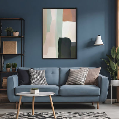 Canvas Wall Art Stretched Over Wooden Frame with Floating Frame and Warm Colours Abstract Painting CV4261 - Al Rugaib Furniture