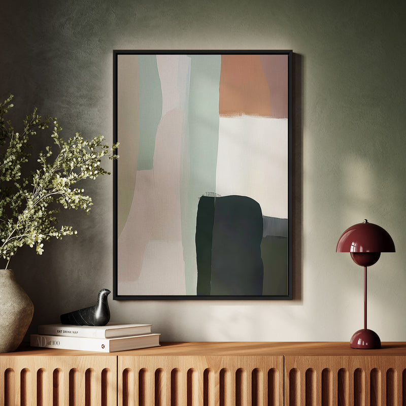Canvas Wall Art Stretched Over Wooden Frame with Floating Frame and Warm Colours Abstract Painting CV4261 - Al Rugaib Furniture