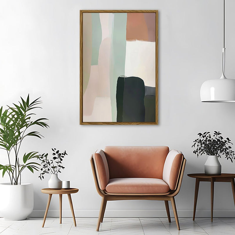 Canvas Wall Art Stretched Over Wooden Frame with Floating Frame and Warm Colours Abstract Painting CV4261 - Al Rugaib Furniture