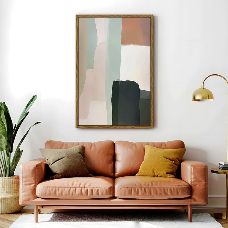Canvas Wall Art Stretched Over Wooden Frame with Floating Frame and Warm Colours Abstract Painting CV4261 - Al Rugaib Furniture