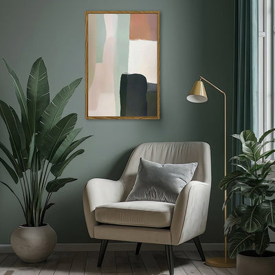 Canvas Wall Art Stretched Over Wooden Frame with Floating Frame and Warm Colours Abstract Painting CV4261 - Al Rugaib Furniture