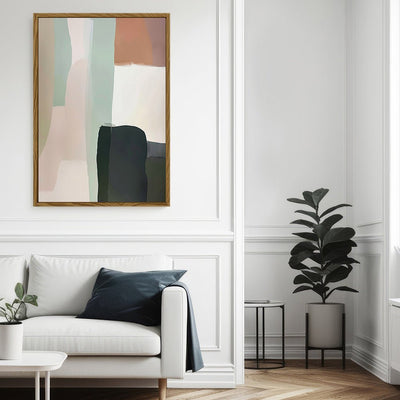 Canvas Wall Art Stretched Over Wooden Frame with Floating Frame and Warm Colours Abstract Painting CV4261 - Al Rugaib Furniture