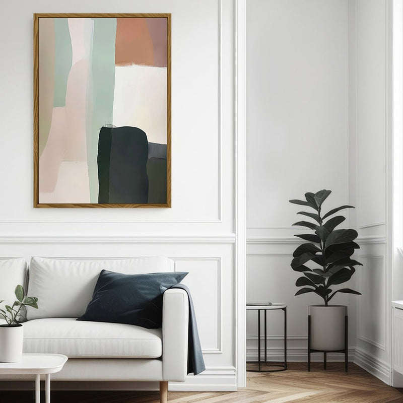 Canvas Wall Art Stretched Over Wooden Frame with Floating Frame and Warm Colours Abstract Painting CV4261 - Al Rugaib Furniture