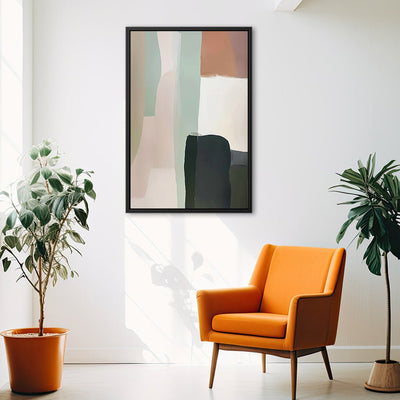 Canvas Wall Art Stretched Over Wooden Frame with Floating Frame and Warm Colours Abstract Painting CV4261 - Al Rugaib Furniture