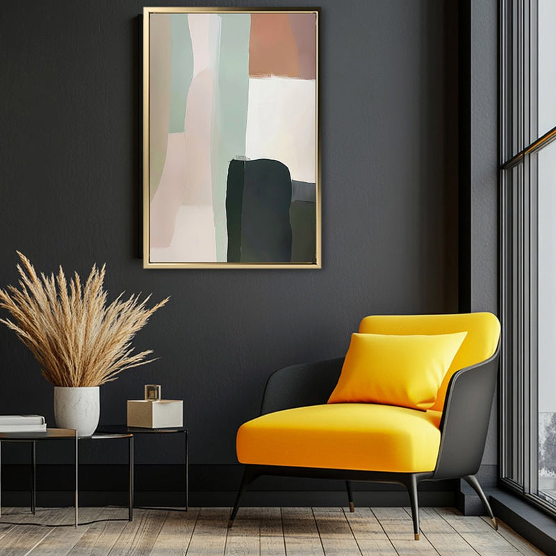 Canvas Wall Art Stretched Over Wooden Frame with Floating Frame and Warm Colours Abstract Painting CV4261 - Al Rugaib Furniture